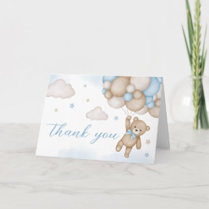 Blauw Beer Ballonnen Baby Shower Bedankkaart