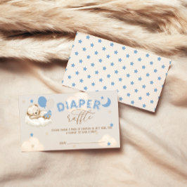 Blauw Beer Ballonnen Boy Baby shower Luier Raffle Informatiekaartje