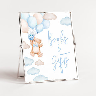Blauw Beer Balloon Baby shower Boeken en geschenke Poster