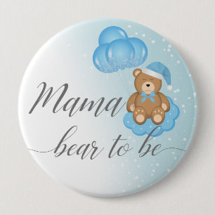Blauw Beer om een slaperig Beer  te zijn Baby show Ronde Button 4,0 Cm