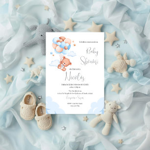 Blauw Beer Spaans Baby shower Jongen uitnodiging