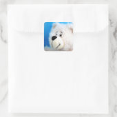 Blauw Beer Vierkante Sticker (Tas)
