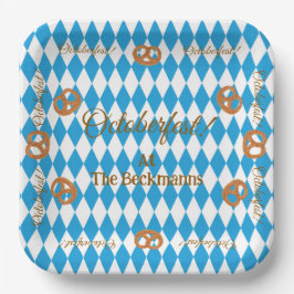 Blauw Beiers Octoberfest Pretzels Personaliseren Papieren Bordje