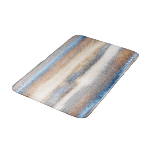 Blauw beige Abstracte strepen Badmat (Gekanteld)