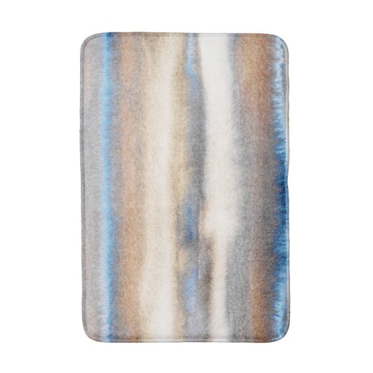 Blauw beige Abstracte strepen Badmat (Voorkant Verticaal)