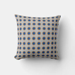 Blauw Beige en Grijs Polkadot Sierkussen