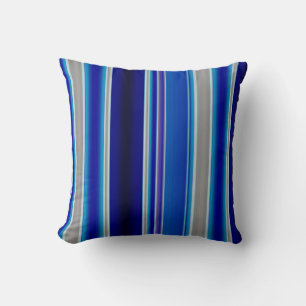 Blauw, Beige en Lavendel Strepen Kussen
