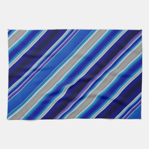Blauw Beige en Lavendel Strepen Theedoek