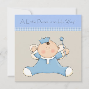 Blauw Beige Prins Baby Jongen Baby Shower Kaart