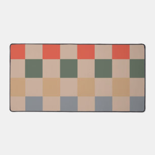 Blauw Beige Sinaasappel Bruin geruit Gingham Patro Bureaumat
