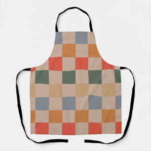 Blauw Beige Sinaasappel Bruin geruit Gingham Patro Schort