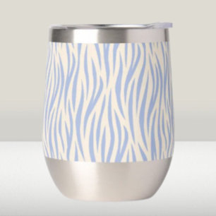 Blauw & Beige Zebrastreep Steel Wine Tumbler
