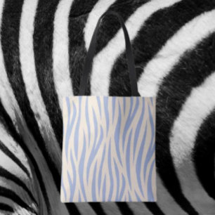 Blauw & Beige Zebrastreep Tote Tas – Stijlvol
