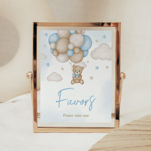 Blauw Beren ballon Baby shower gunsten Poster
