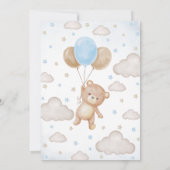Blauw Beren ballon Baby shower Kaart (Achterkant)