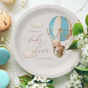 Blauw Beren ballon Baby shower papier Papieren Bordje