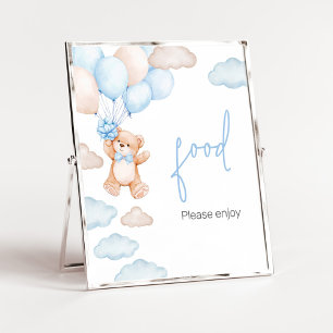 Blauw Beren ballon Baby shower voedsel Poster