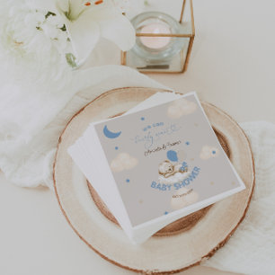 Blauw beren ballonnen jongen baby shower servet