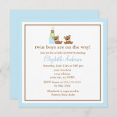 Blauw Beren Twins Baby shower Kaart (Voorkant / Achterkant)