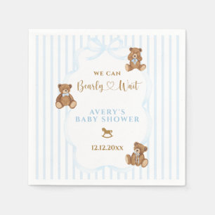Blauw berenjong baby shower elegante streep servet