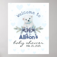 Blauw berenwelpje Cute Baby Shower Welkomstbord