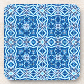 Blauw besneeuwd bloemenvierkant tegel patroon bier onderzetter