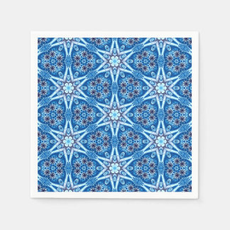 Blauw besneeuwd bloemmotief servet
