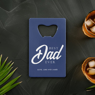 Blauw "Beste papa ooit" Custom Photo Kredietkaart Flessenopener