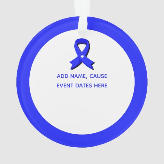 Blauw bewustzijn Wit hart lint Ornament (achterkant)