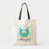 Blauw bij het Blauwe Uil Gepersonaliseerde Canvas Tote Bag (Voorkant)