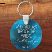 Blauw Bijbelvers Ronde Blauwe Sleutelhanger (Voorkant)