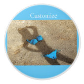 Blauw Bikini Strand Zand Thunder_Cove Keramische Knop (Voorkant)