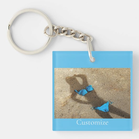 Blauw Bikini Strand Zand Thunder_Cove Sleutelhanger (voorkant)