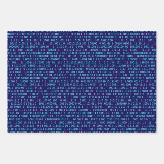 Blauw Binair Numeriek Systeem Inpakpapier Vel (Voorkant)