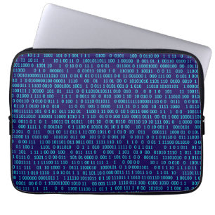 Blauw Binair Numeriek Systeem Laptop Sleeve
