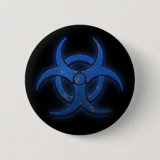 Blauw biogevaar ronde button 5,7 cm