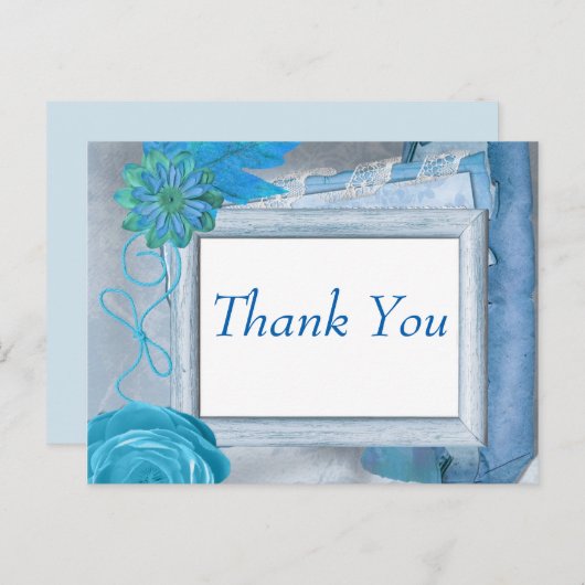 Blauw blad Dank u Briefkaart (Voorkant / Achterkant)