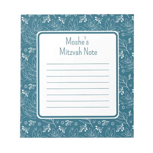 Blauw blad Mitzvah Note Notitieblok (Voorkant)