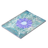 blauw bladerbloemkaartjes notitieboek (Linkerzijde)