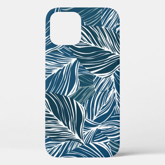 Blauw bladpatroon: behang. Case-Mate iPhone case (Achterkant)