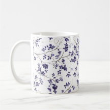 Blauw Bladpatroon Koffie Mok