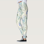 blauw bladpatroon leggings (Links)