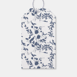 Blauw bladwerk envelop liner cadeaulabel