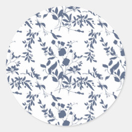 Blauw bladwerk envelop liner ronde sticker