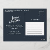 Blauw blauw bladerblad, elegant, niet met foto Ker Folie Feestdagen Briefkaart (Achterkant)