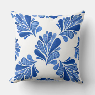 Blauw blauw bladerblad Sierkussen