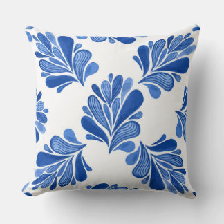 Blauw blauw bladerblad Sierkussen
