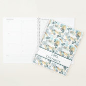 Blauw Blauw Goud Bladerblad monogram 2026 Planner (Display)