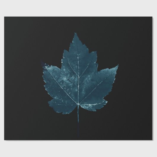 Blauw blauw jaartal van zwarte bladleder, Cyanotyp Cadeaupapier (Vlak)