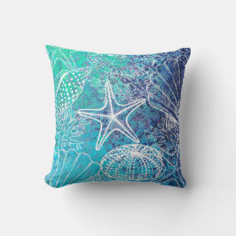 Blauw Blauwgroen Aqua Starfish Seashells Sealife C Kussen